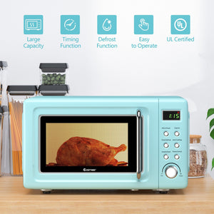 700W Retro Countertop Microwave Oven with 5 Micro Power and Auto Cooking Function-Green view 6