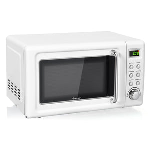 700W Retro Countertop Microwave Oven with 5 Micro Power and Auto Cooking Function-White