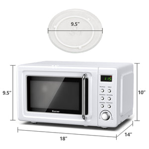 700W Retro Countertop Microwave Oven with 5 Micro Power and Auto Cooking Function-White view 5