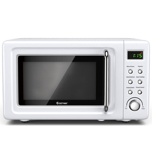 700W Retro Countertop Microwave Oven with 5 Micro Power and Auto Cooking Function-White view 7