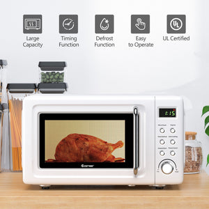 700W Retro Countertop Microwave Oven with 5 Micro Power and Auto Cooking Function-White view 9