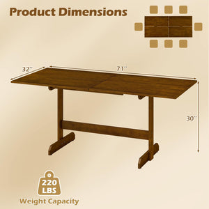 71 Inch Farmhouse Dining Table Wooden Kitchen Table for 6-8 with Rubber Wood Legs-Walnut view 5