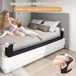 71-Inch Foldable Bed Rail Swing Down Baby Bed Guard Rail with Adjustable Safety Strap-Blue view 8