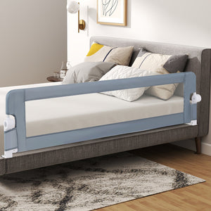 71-Inch Foldable Bed Rail Swing Down Baby Bed Guard Rail with Adjustable Safety Strap-Gray view 3