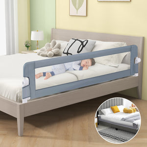 71-Inch Foldable Bed Rail Swing Down Baby Bed Guard Rail with Adjustable Safety Strap-Gray view 5