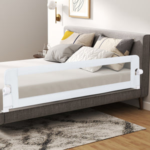 71-Inch Foldable Bed Rail Swing Down Baby Bed Guard Rail with Adjustable Safety Strap-White view 3