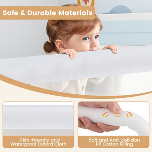 71-Inch Foldable Bed Rail Swing Down Baby Bed Guard Rail with Adjustable Safety Strap-White view 9