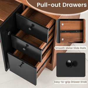 71 Inch Kitchen Pantry with 3 Storage Cabinet and 3 Deep Drawers-Walnut view 8