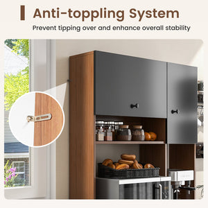 71 Inch Kitchen Pantry with 3 Storage Cabinet and 3 Deep Drawers-Walnut view 9