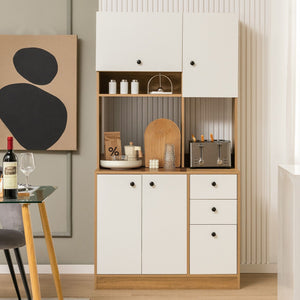 71 Inch Kitchen Pantry with 3 Storage Cabinet and 3 Deep Drawers-White view 6
