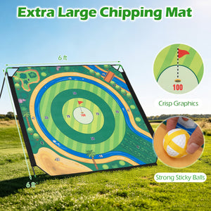 71 x 71 Inches Golf Chipping Game Set with 2 Adjustable Clubs view 4