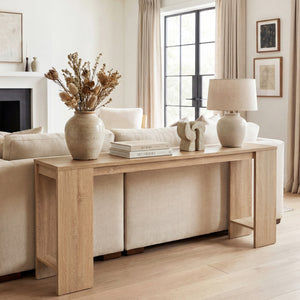 71 Inches Long Console Table with Storage for Hallway-Natural view 2