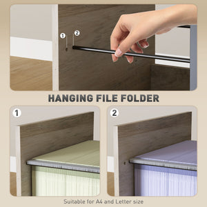 Vertical Filing Cabinet, Tall File Cabinet with 2 Drawers, Hanging Bars for Letter and A4 Size, Rustic Brown – view 10