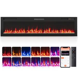 72 Inch Smart WiFi Electric Fireplace with Recessed and Wall Mounted view 2