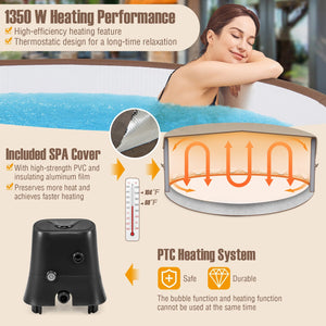 72 Inches Inflatable Hot Tub SPA with 120 Air Jets Electric Heater Pump for 4-6 Person-Coffee view 6