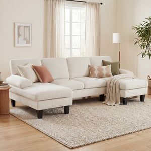 Sectional Sofa, U Shaped Couch with Double Chaise, Pillow-top Armrests and Spring Cushions – view 7