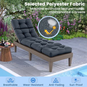 73 inchesx22 inches Outdoor Lounge Chaise Cushion with High Back String Ties Set of 2-Gray view 7