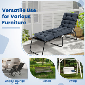 73 inchesx22 inches Outdoor Lounge Chaise Cushion with High Back String Ties Set of 2-Gray view 8