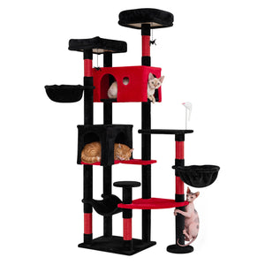 75 Inch Gothic Cat Tree with 2 Plush Perches for Indoor Cats view 4