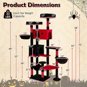 75 Inch Gothic Cat Tree with 2 Plush Perches for Indoor Cats view 5