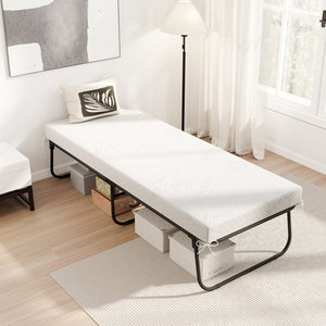 75 x 31 Inch Folding Bed with Mattress Cot Size with Memory Foam view 2