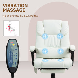 6-Point Vibration Massage Chair, Height Adjustable Reclining Computer Chair with Retractable Footrest, Black – view 19