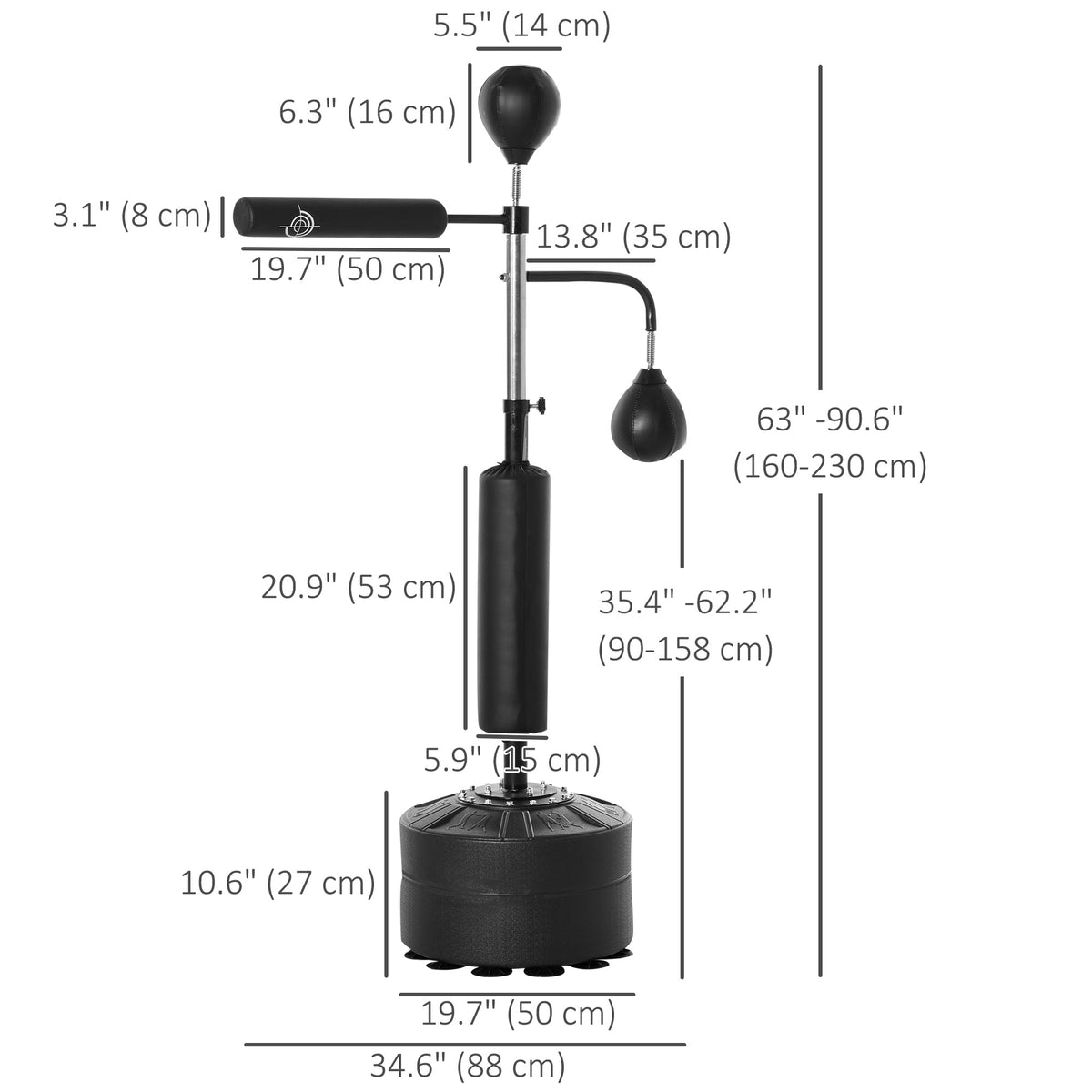 Soozier 4-in-1 Free Standing Punching Bag, Height Adjustable Boxing Bag with 2 Speed Balls, 360° Reflex Bar