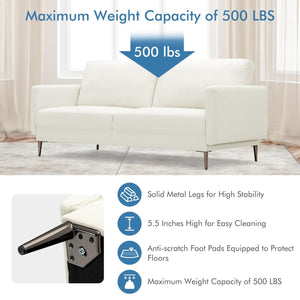 Modern Loveseat with Comfy Backrest Cushions-White view 5