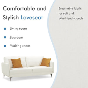 Modern Loveseat with Comfy Backrest Cushions-White view 6