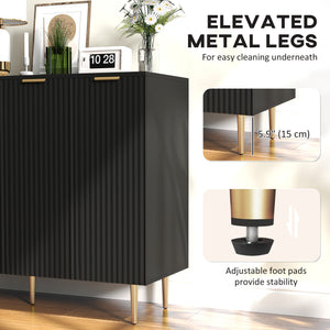 Modern Kitchen Storage Cabinet, Sideboard Buffet Cabinet with Adjustable Shelves for Hallway, Black – view 6