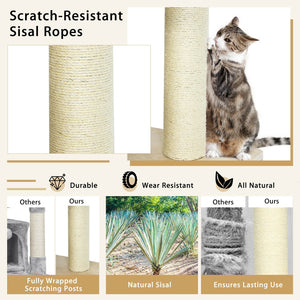 77.5-Inch Cat Tree Condo Multi-Level Kitten Activity Tower with Sisal Posts-Cream White view 7