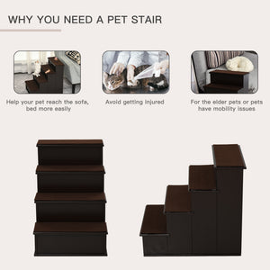 4 Levels Wooden Dog Steps Pet Stairs for High Bed, Cat Ladder for Bed Couch with Non-Slip Carpet – view 6