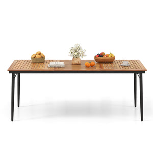 79 Inch Acacia Wood Outdoor Dining Table for 8 with 1.9 Inch Umbrella Hole view 4