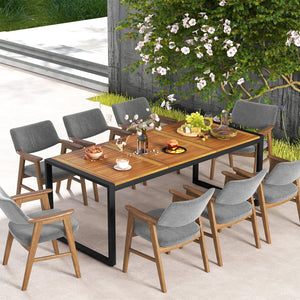 79 Inch Acacia Wood Patio Table with 1.9 Inch Umbrella Hole for Garden and Poolside view 2