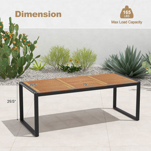 79 Inch Acacia Wood Patio Table with 1.9 Inch Umbrella Hole for Garden and Poolside view 5