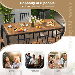 79 Inch Acacia Wood Patio Table with 1.9 Inch Umbrella Hole for Garden and Poolside view 6
