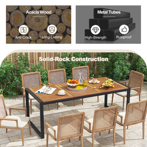 79 Inch Acacia Wood Patio Table with 1.9 Inch Umbrella Hole for Garden and Poolside view 7