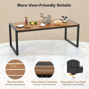 79 Inch Acacia Wood Patio Table with 1.9 Inch Umbrella Hole for Garden and Poolside view 8