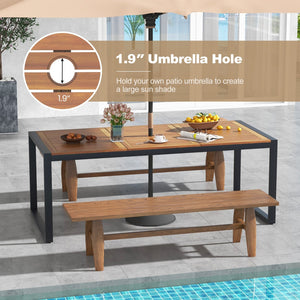79 Inch Acacia Wood Patio Table with 1.9 Inch Umbrella Hole for Garden and Poolside view 9