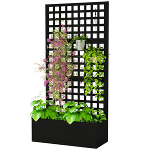 Galvanized Raised Garden Bed Planter Box with Trellis for Climbing Plants, Vegetable, Vines