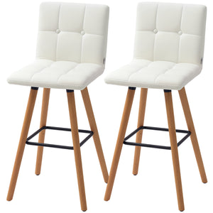 Modern Bar Stools Set of 2, 38" Upholstered Kitchen Island Stool with Solid Wood Legs, Grey – view 8