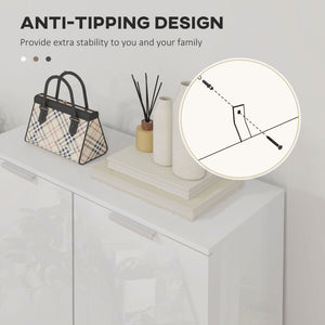Shoe Cabinet, Shoe Storage Cabinet with Soft-Close Hinges and Adjustable Shelves, Holds 15-20 Pairs, High Gloss White