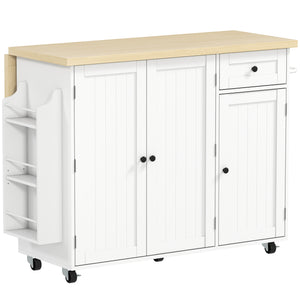 Kitchen Island Cart, Rolling Kitchen Island Table with Drop Leaf, Drawer, Spice and Towel Rack, Black – view 8