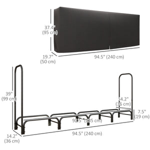 6ft Outdoor Firewood Rack with Cover, Adjustable Wood Storage Holder – view 9