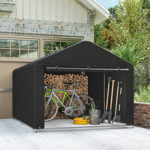 6.6' x 7.8' Portable Shed, Waterproof Bike Tent with Roll-up Zipper Door and Reinforced Galvanised Steel – view 6