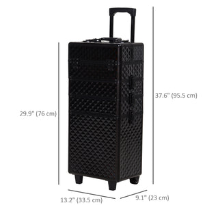 4 in 1 Portable Aluminum Makeup Case Train Cases, Rolling Makeup Case with 2 Wheels, Multiple Compartments and Lift Handle