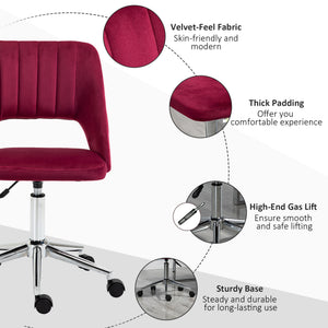 Mid Back Office Chair Velvet Fabric Swivel Scallop Shape Computer Desk Chair, Green – view 13