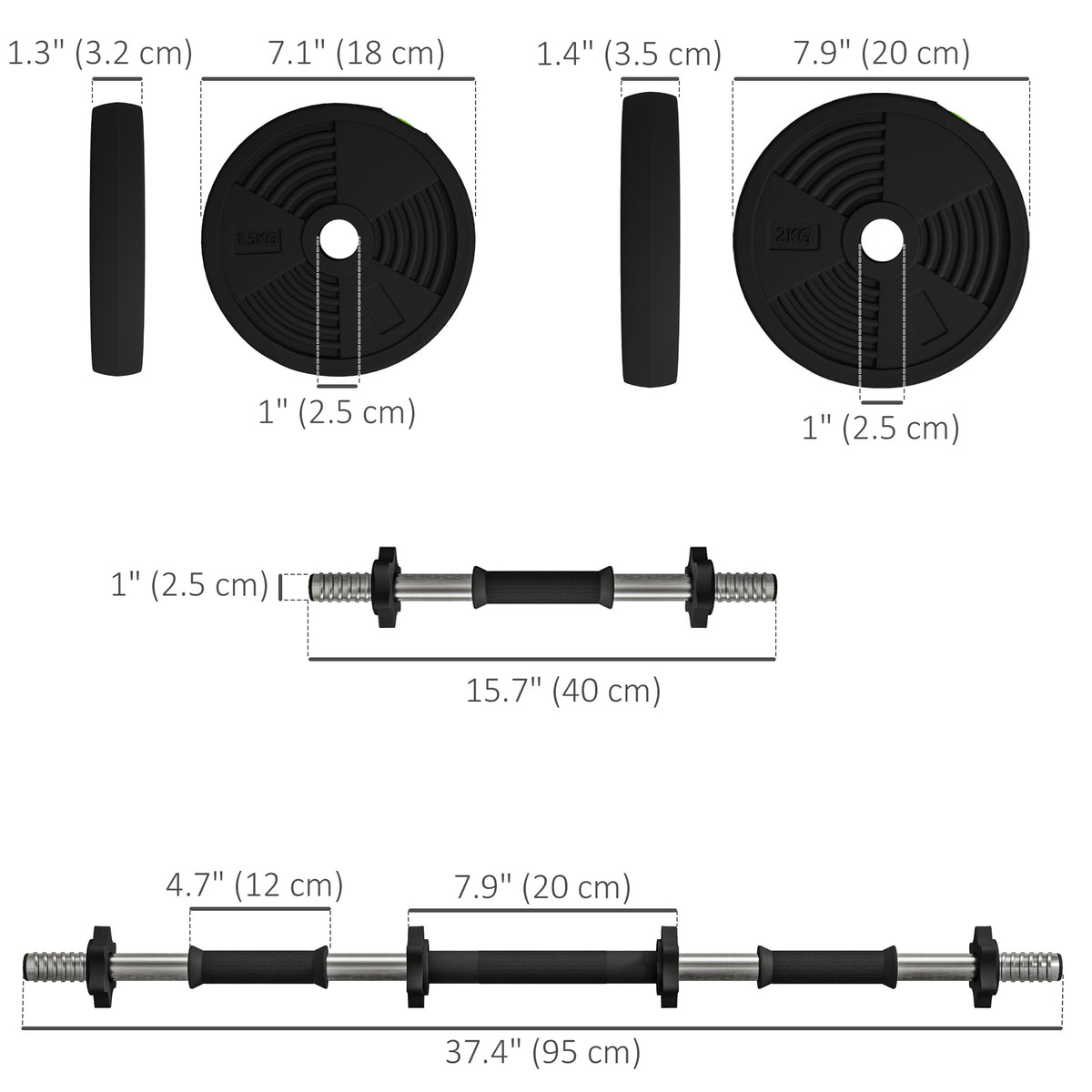 Soozier 33LBS 2-in-1 Adjustable Barbell & Dumbbells Set, Weights Set with Non-slip Handles for Men and Women Home Gym Training