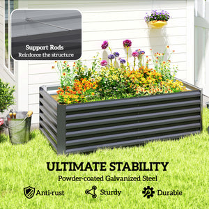 6' x 3' x 2' Raised Garden Bed, Galvanized Planter Box for Growing Flowers, Herbs and Vegetables, Brown – view 11