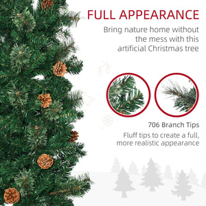 7.5ft Pencil Christmas Tree, Artificial Christmas with Pine Needles, Realistic Branches, Pine Cones – view 8